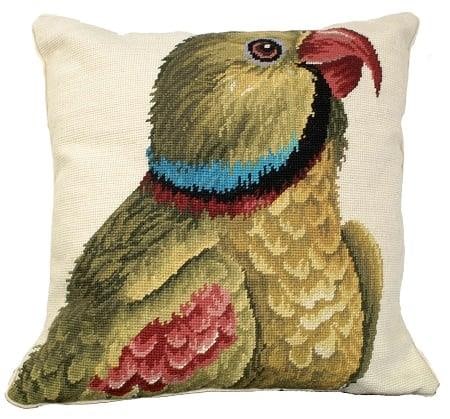 Vibrant Parrot 18th C Colonial Williamsburg Needlepoint Throw Pillow: Vibrant Parrot 18th C Colonial Williamsburg Needlepoint Throw Pillow Enhance your living space with this vibrant parrot needlepoint pillow, a perfect blend of artistry and comfort. This hand-made thro