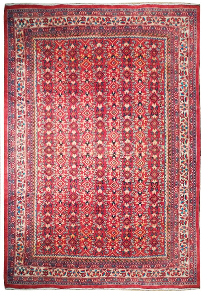 Handcrafted 9'4 x 12'6 Semi-Antique Persian Herati All Over Design Rug: Handcrafted 9'4 x 12'6 Semi-Antique Persian Herati All Over Design Rug Free continental US Shipping Discover the exquisite craftsmanship of this handcrafted semi-antique Persian Herati rug, featuring