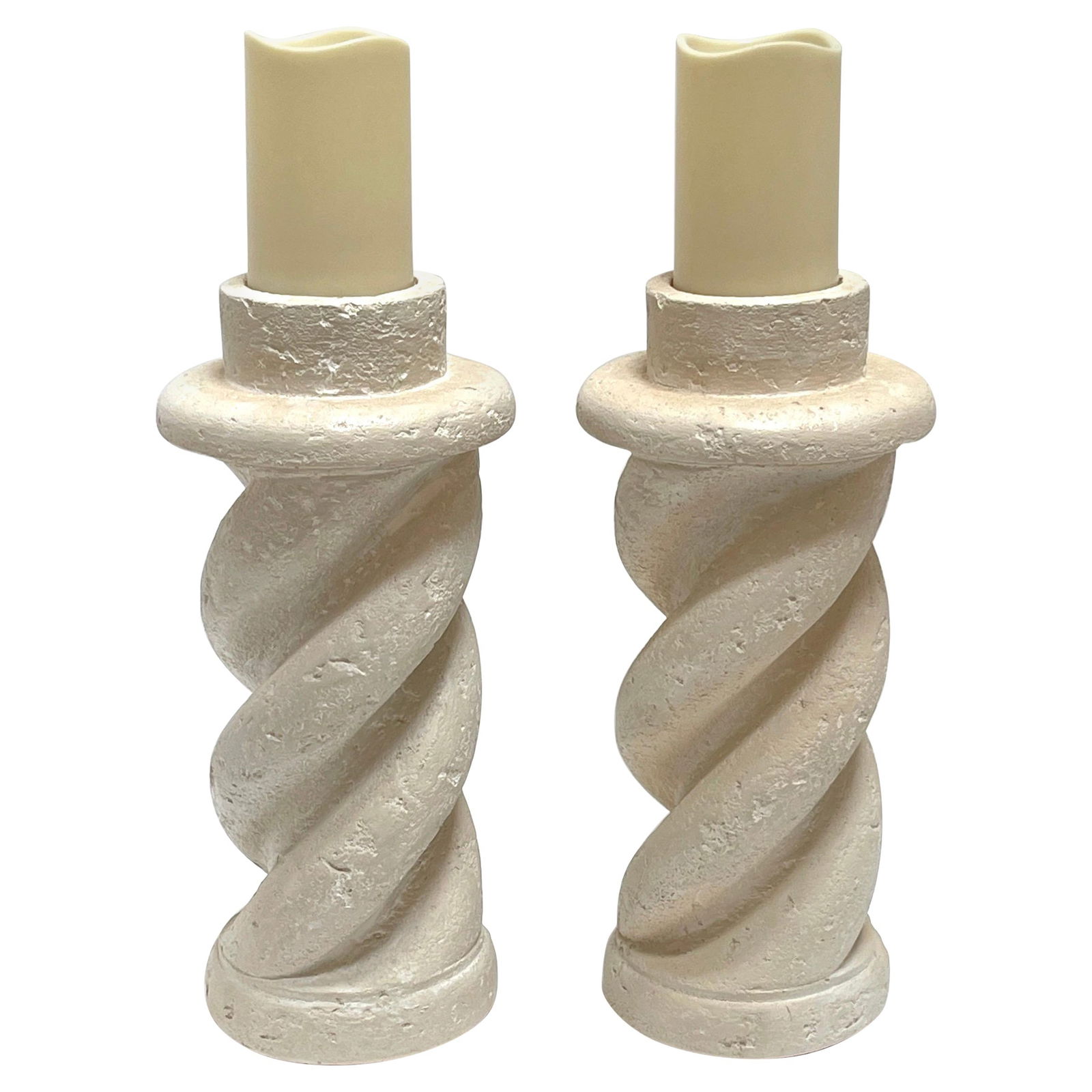 Michael Taylor Style Set of 2 Mid-Century Modern Plaster Candlesticks (1 of 9)