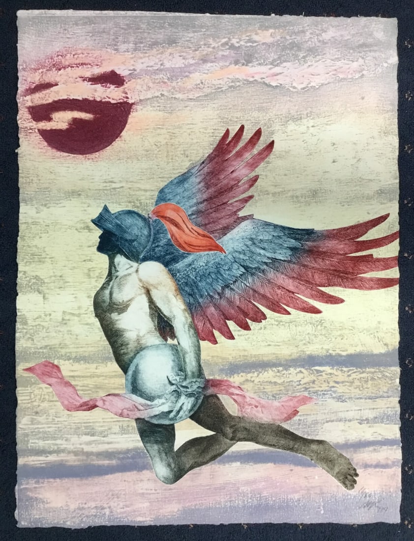 Mikulas Kravjansky Limited Edition Signed Etching Fire 1989 Multi-Color: Mikulas Kravjansky Limited Edition Signed Etching Fire 1989 Multi-Color Discover the captivating beauty of 'Fire', a limited edition aquatint etching by Mikulas Kravjansky. Created in 1989, this strik