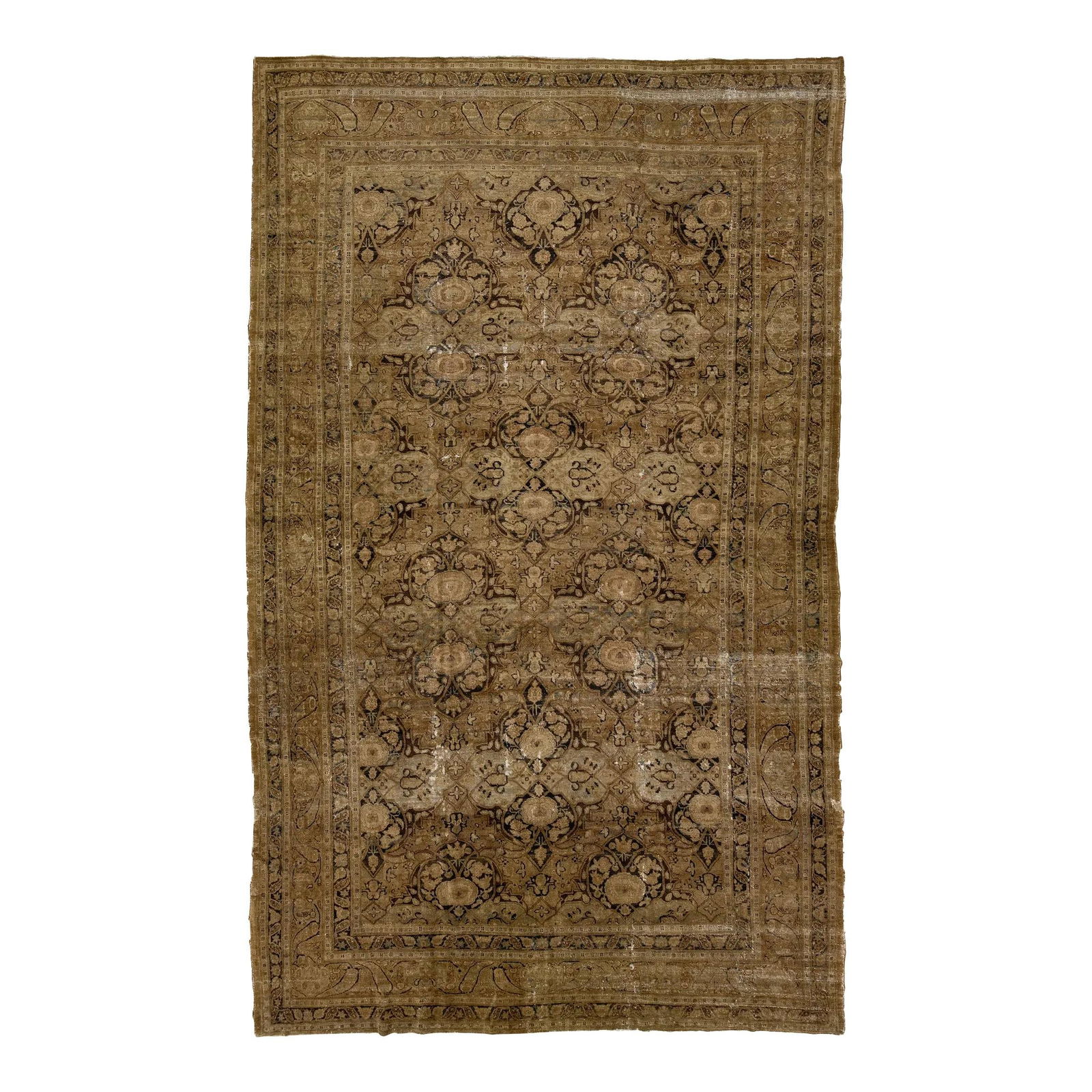 Antique Persian Tabriz Handmade Wool Rug 11'8" x 18'7" Floral Design: Antique Persian Tabriz Handmade Wool Rug 11'8" x 18'7" Floral Design Enhance your living space with this oversized, hand-knotted antique Persian Tabriz rug. Showcasing a stunning all-over floral desig