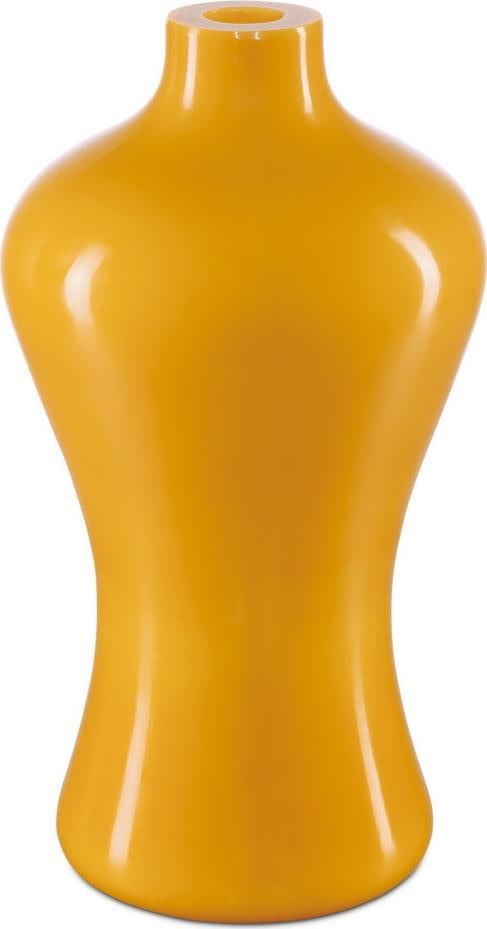 Currey Imperial Yellow Maiping Vase 13.25H Chinese Style: Currey Imperial Yellow Maiping Vase 13.25H Chinese Style This traditional artisan-made Peking vase showcases exquisite craftsmanship in a striking Imperial Yellow finish. Designed in a classic Chinese