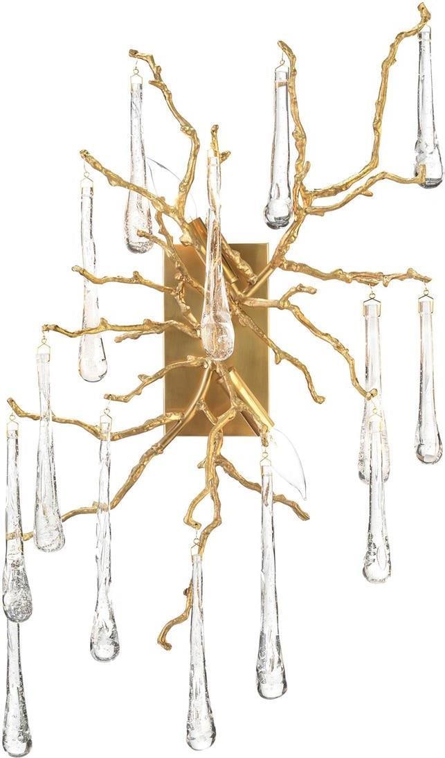 John-Richard Organic Modern Brass Glass Wall Sconce 2-Light UL Listed: John-Richard Organic Modern Brass Glass Wall Sconce 2-Light UL Listed Illuminate your space with this Artistic Brass and Glass Wall Sconce, designed in an Organic Modern style. This stunning fixture f