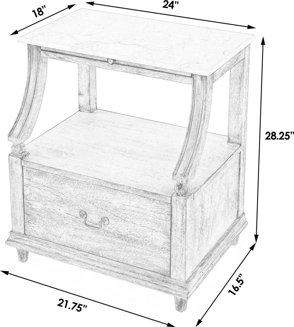 Butler Mabel Transitional Nightstand Sandalwood Beige Finish: Butler Mabel Transitional Nightstand Sandalwood Beige Finish Introducing the Transitional Mabel Nightstand by Butler, a perfect blend of style and functionality. This nightstand features a beautiful S