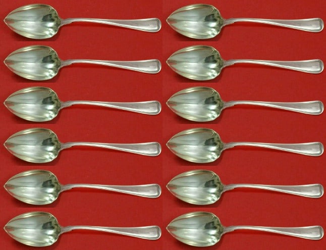 Gorham Old French Sterling Silver Grapefruit Spoon Set of 12 Fluted 5 7/8": Gorham Old French Sterling Silver Grapefruit Spoon Set of 12 Fluted 5 7/8" Enhance your dining experience with this exquisite set of 12 Old French grapefruit spoons by Gorham, crafted from high-qualit