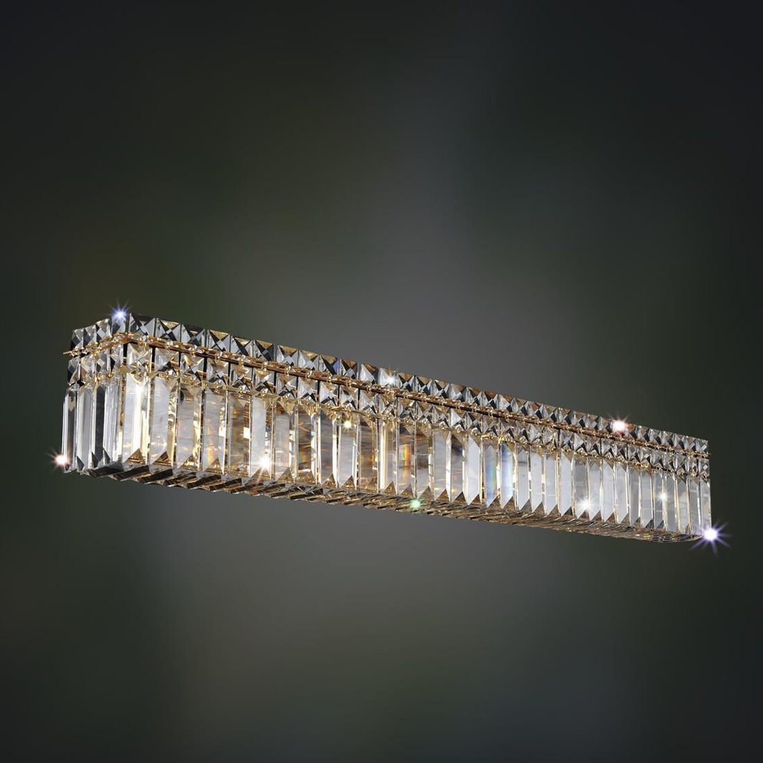 Kalco Vanita 34 Inch Bath Light Gold Firenze Crystal: Kalco Vanita 34 Inch Bath Light Gold Firenze Crystal Illuminate your space with the Elegant Vanita 34" Bath Light, featuring a stunning 18K Gold Firenze finish complemented by clear crystal accents. T