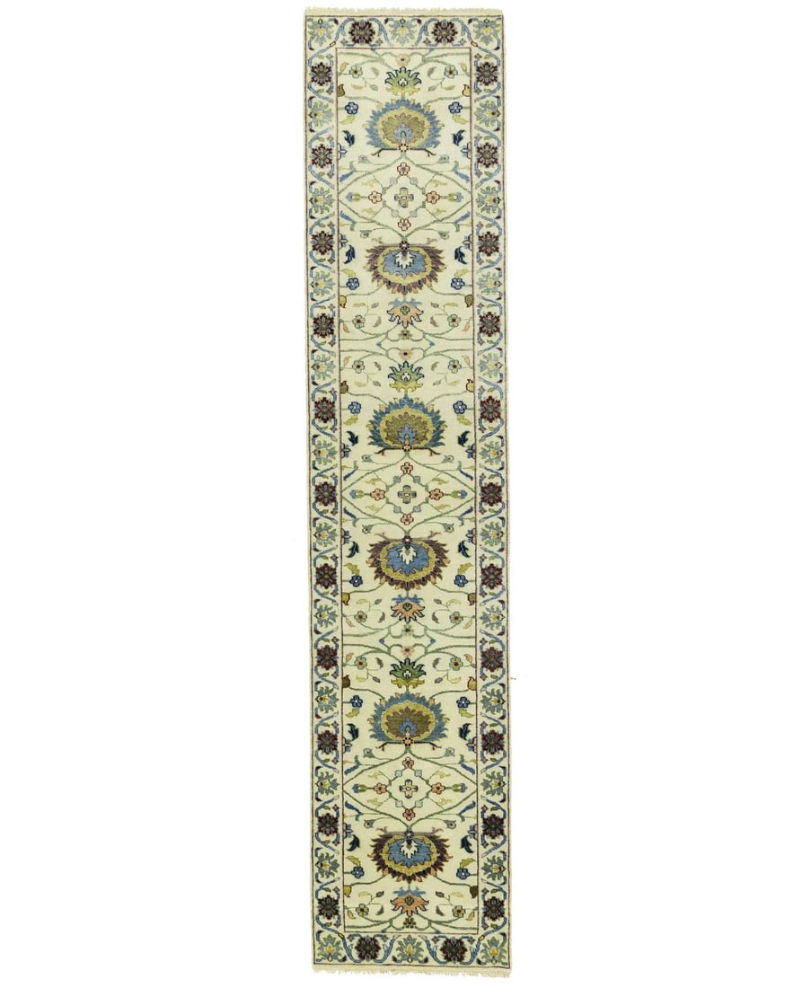 Hand-Knotted Peshawar Chobi Floral Runner Rug 3'x12' Wool: Hand-Knotted Peshawar Chobi Floral Runner Rug 3'x12' Wool Enhance your home decor with this exquisite 3X12 ft Peshawar Chobi Oriental Runner Rug, perfect for hallways, kitchens, and bedrooms. This stu