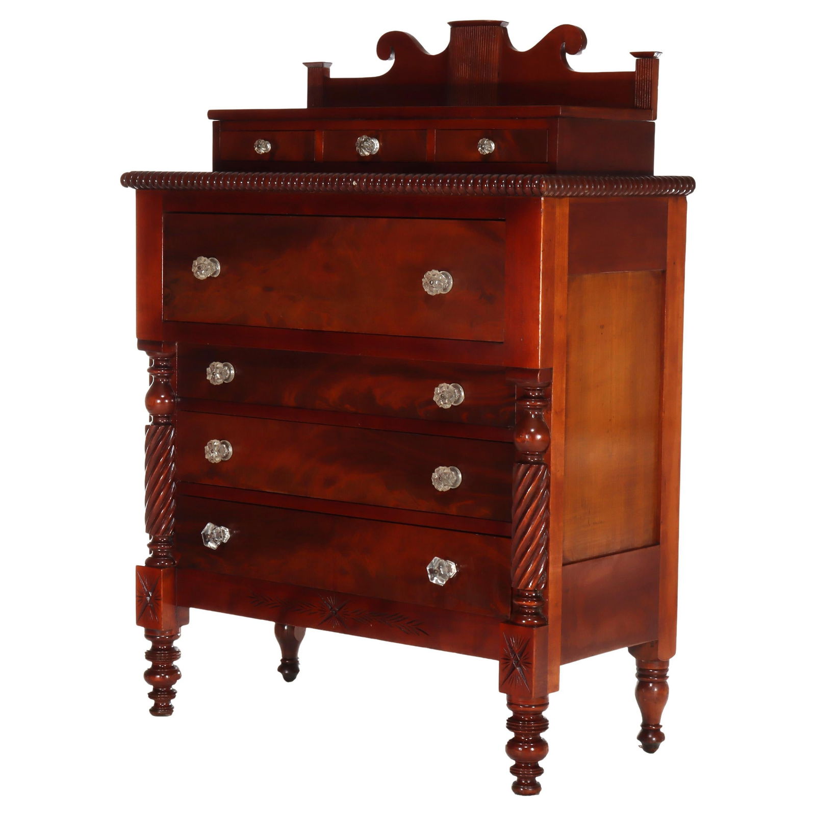 Early 19th Century Mahogany Step Back Dresser With Seven Drawers and Gadrooned Detail (1 of 18)