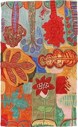 Vibrant Bloomer Blue Bird 100 Wool Rug 6x9 Hand-Hooked: Vibrant Bloomer Blue Bird 100 Wool Rug 6x9 Hand-Hooked Enhance your living space with this vibrant Bloomer Blue Bird wool rug, featuring a stunning abstract design. Made from 100% wool with a cotton c