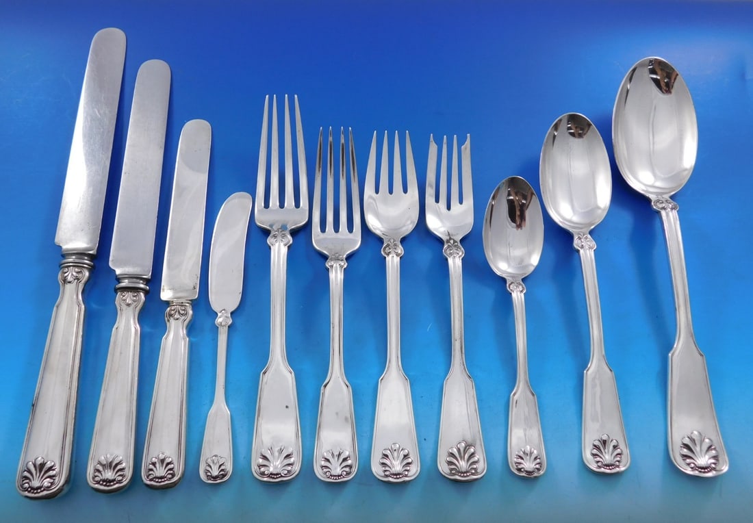 Tiffany & Co. Shell & Thread Sterling Silver Flatware Set 141 pcs Service for 12: Tiffany & Co. Shell & Thread Sterling Silver Flatware Set 141 pcs Service for 12 This exquisite Shell & Thread flatware set by Tiffany & Co. showcases the timeless elegance of sterling silver craftsma