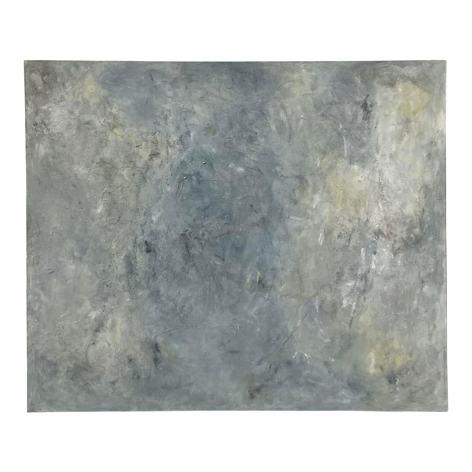 Vintage Boho Monumental Abstract Oil Painting 72"x60" Gray Canvas: Vintage Boho Monumental Abstract Oil Painting 72"x60" Gray Canvas Transform your space with this striking vintage boho monumental abstract oil painting. This impressive artwork features a richly layer