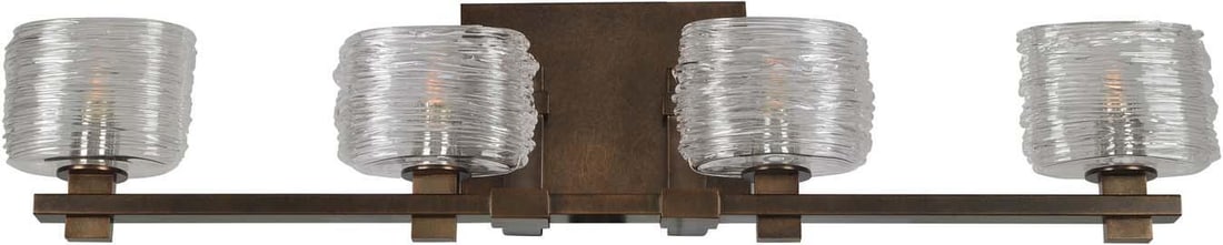 Kalco Clearwater Bronze 4-Light Bath Fixture Dimmable Indoor Lighting: Kalco Clearwater Bronze 4-Light Bath Fixture Dimmable Indoor Lighting Illuminate your bathroom with the Clearwater Vintage Style Bath Fixture, expertly crafted in an antique or vintage style. This ele
