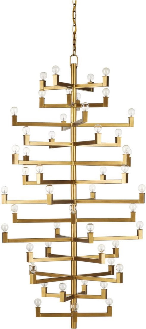 Currey Andre Grande Brass Chandelier Adjustable Lighting 71.75H: Currey Andre Grande Brass Chandelier Adjustable Lighting 71.75H Illuminate your large spaces with the elegant Andre Grande Brass Chandelier, designed to enhance any room's ambiance. This stunning chan