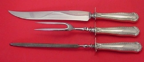 Shreve Marie Louise Sterling Silver 3-Piece Roast Carving Set: Shreve Marie Louise Sterling Silver 3-Piece Roast Carving Set This exquisite 3-piece roast carving set features the elegant Marie Louise pattern by Shreve, crafted from high-quality sterling silver. T