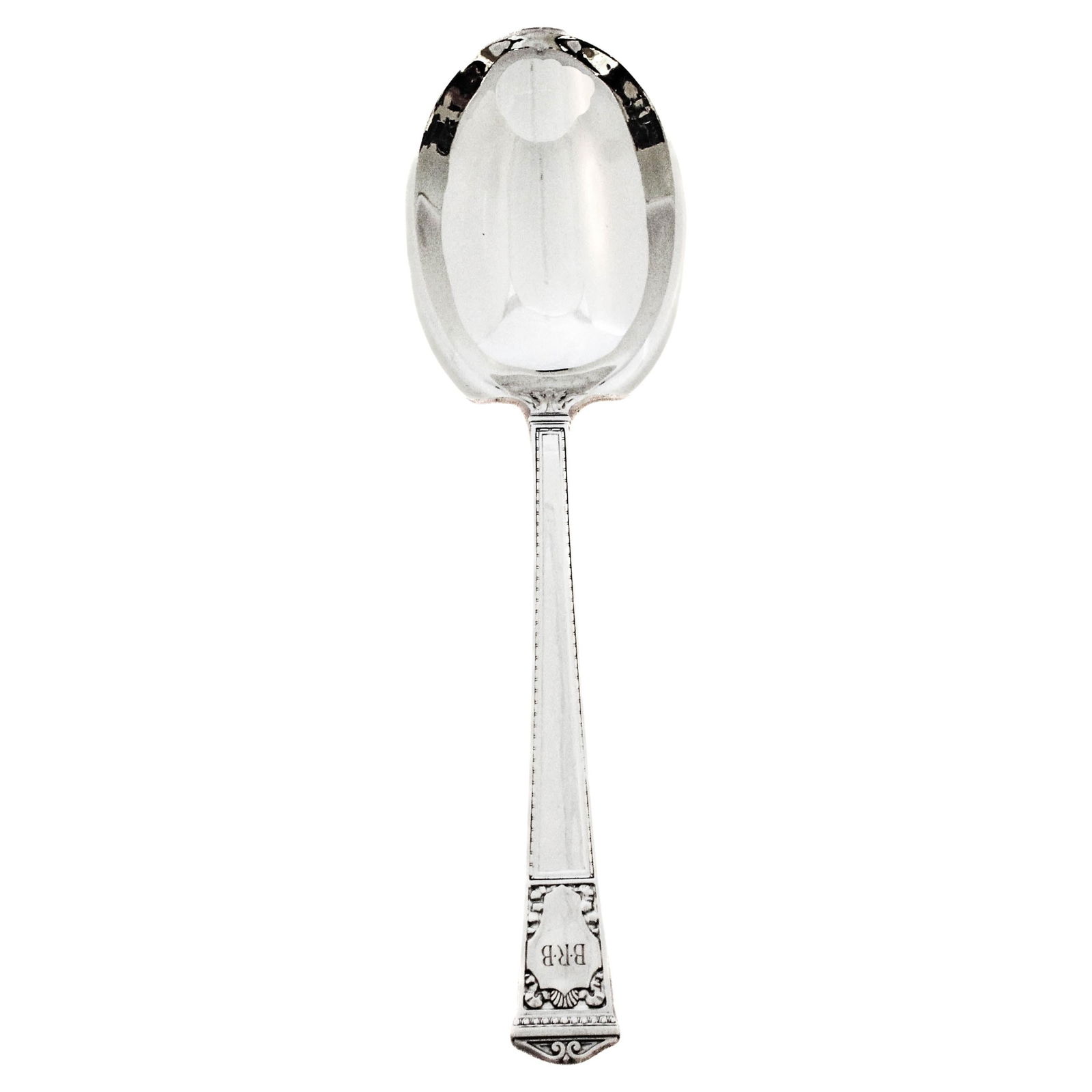 Tiffany & Co Sterling Silver San Lorenzo Serving Spoon 1916: Tiffany & Co Sterling Silver San Lorenzo Serving Spoon 1916 This exquisite serving spoon, crafted from sterling silver, showcases the elegant San Lorenzo pattern by Tiffany & Co. Introduced in 1916, t
