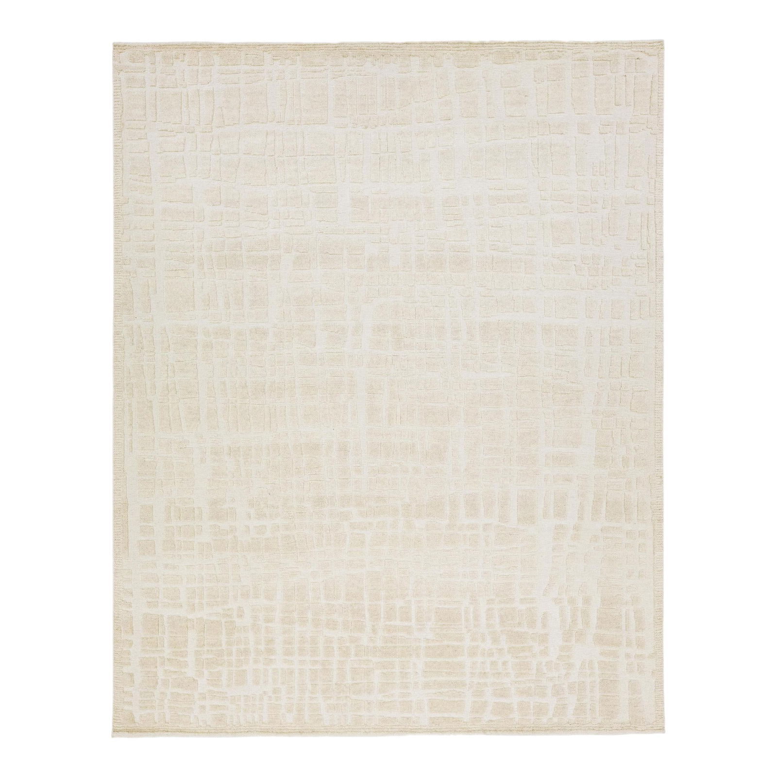 Modern Abstract Moroccan Wool Rug 8' x 10'1' Beige: Modern Abstract Moroccan Wool Rug 8' x 10'1' Beige Elevate your space with this stunning hand-knotted wool rug, featuring a modern Moroccan-inspired motif. The design highlights a captivating abstract