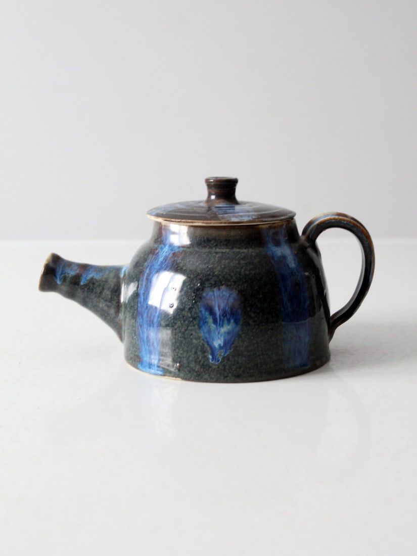 Vintage Studio Pottery Teapot with Blue Glaze (1 of 12)