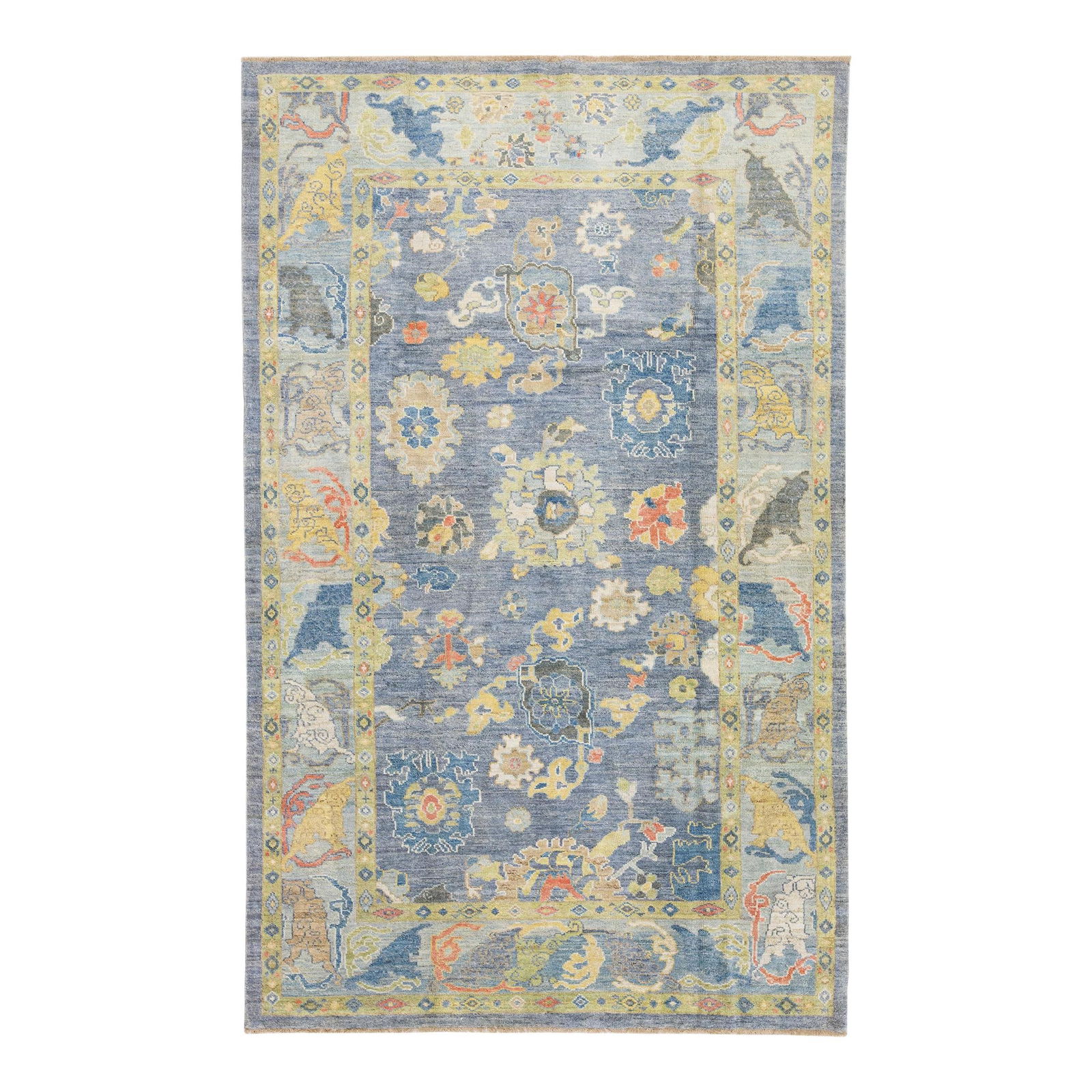 Gray Modern Sultanabad Floral Wool Rug 6'2 x 9'11 Hand-Knotted: Gray Modern Sultanabad Floral Wool Rug 6'2 x 9'11 Hand-Knotted Enhance your living space with this stunning modern Sultanabad hand-knotted wool rug. Featuring a soft gray background, this rug showcase