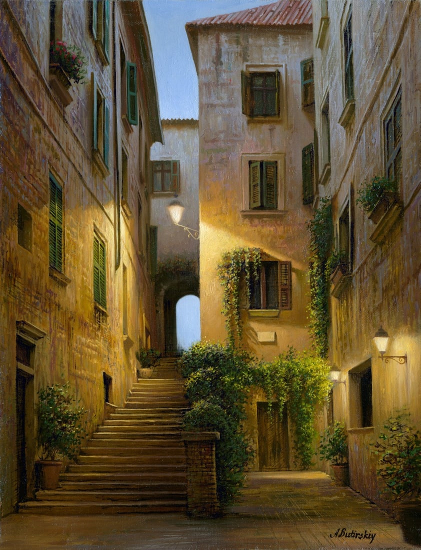 Alexei Butirskiy Steps Of Rome Signed Limited Edition Giclee Canvas 21x27: Alexei Butirskiy Steps Of Rome Signed Limited Edition Giclee Canvas 21x27 Discover the stunning "Steps Of Rome," a signed limited edition giclee on canvas by renowned artist Alexei Butirskiy. This pie