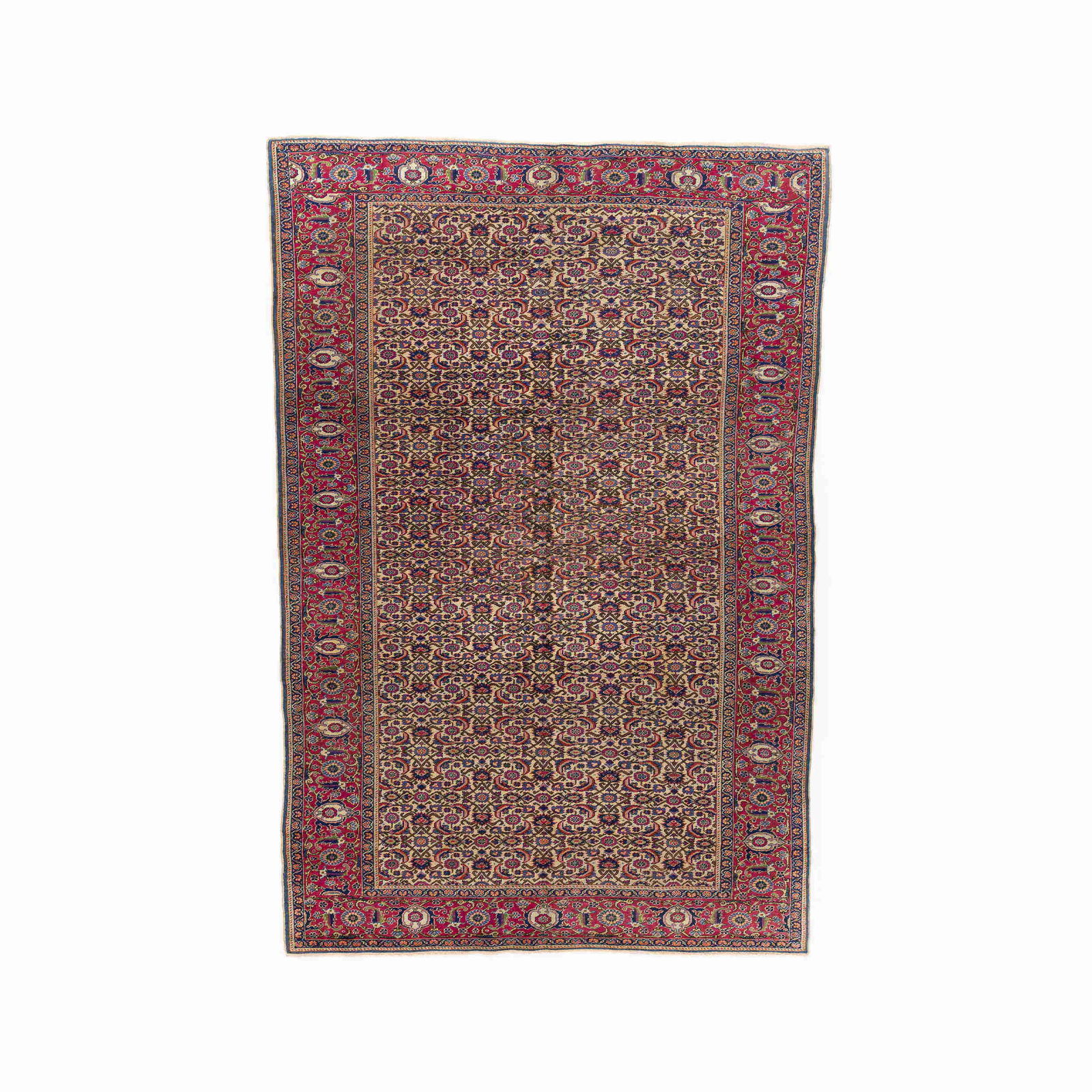Authentic Handmade Kayseri Wool on Cotton Carpet 74.4 x 111.4 Inches: Authentic Handmade Kayseri Wool on Cotton Carpet 74.4 x 111.4 Inches This authentic handmade Kayseri carpet showcases exquisite craftsmanship, featuring a combination of wool on cotton. With its doubl