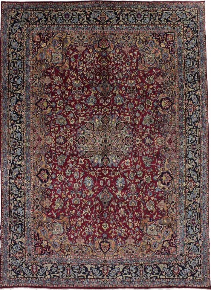 Vintage Hand-Knotted Floral Oriental Rug 13'8 x 9'10 Eco-Friendly Wool: Vintage Hand-Knotted Floral Oriental Rug 13'8 x 9'10 Eco-Friendly Wool Enhance your home decor with this stunning vintage Oriental rug, featuring a classic floral design that adds elegance to any room