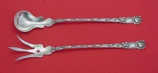 Alvin Bridal Rose Sterling Silver Lettuce Set 2pc 9 1/4 Inch: Alvin Bridal Rose Sterling Silver Lettuce Set 2pc 9 1/4 Inch This exquisite Bridal Rose Lettuce Set by Alvin features a timeless design perfect for any elegant dining occasion. Crafted from high-quali