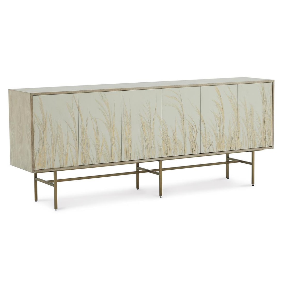 John-Richard Windswept Contemporary Six-Door Sideboard Beige Finish: John-Richard Windswept Contemporary Six-Door Sideboard Beige Finish Discover the elegance of the Contemporary Windswept Six-Door Sideboard, a stunning addition to any modern home. This sideboard featu