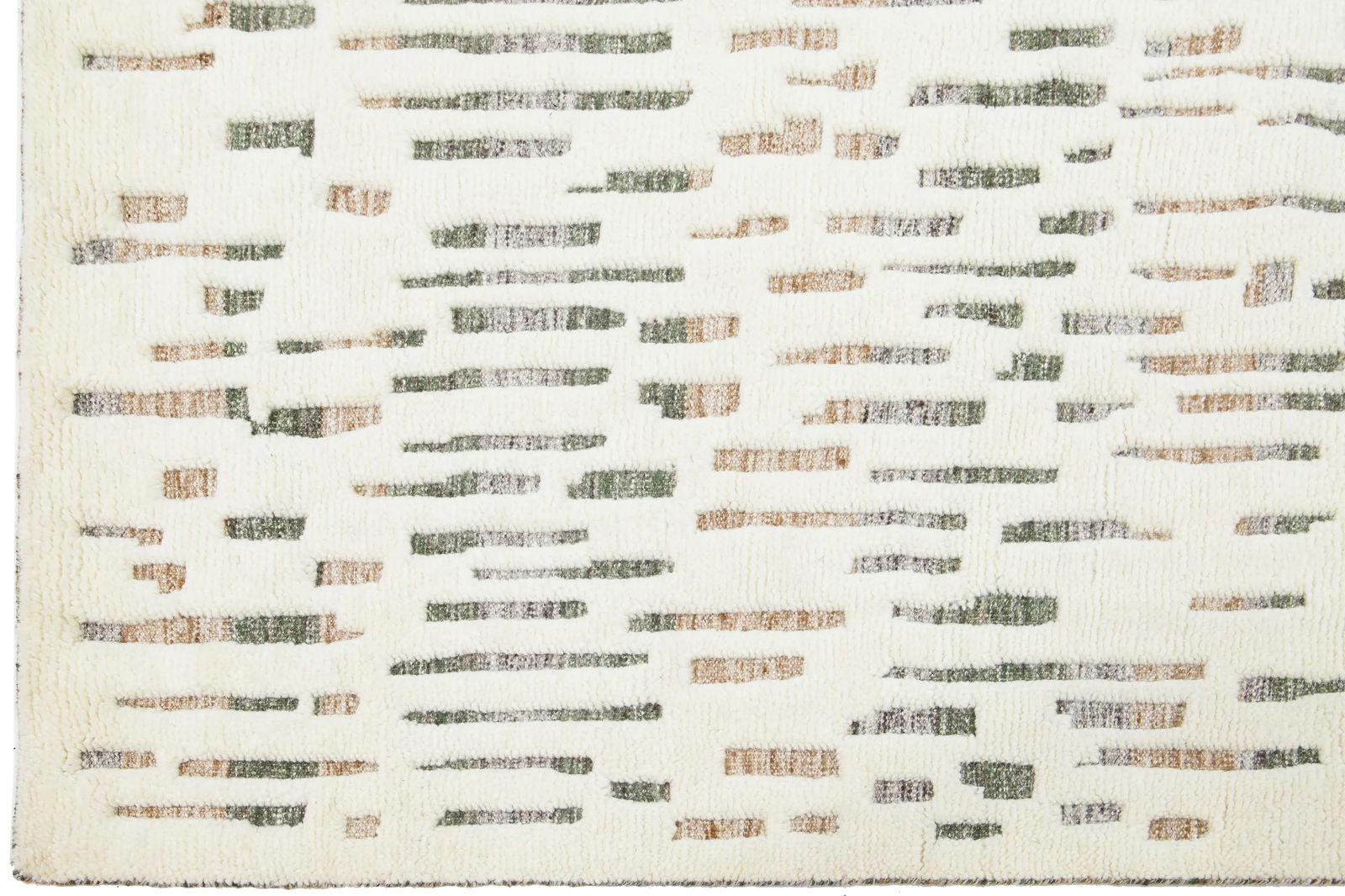 Handmade Wool Rug 8' x 10' Moroccan Abstract Design Ivory: Handmade Wool Rug 8' x 10' Moroccan Abstract Design Ivory Enhance your space with this stunning Moroccan-style wool rug, expertly hand-knotted to create a beautiful modern design. The natural ivory fi