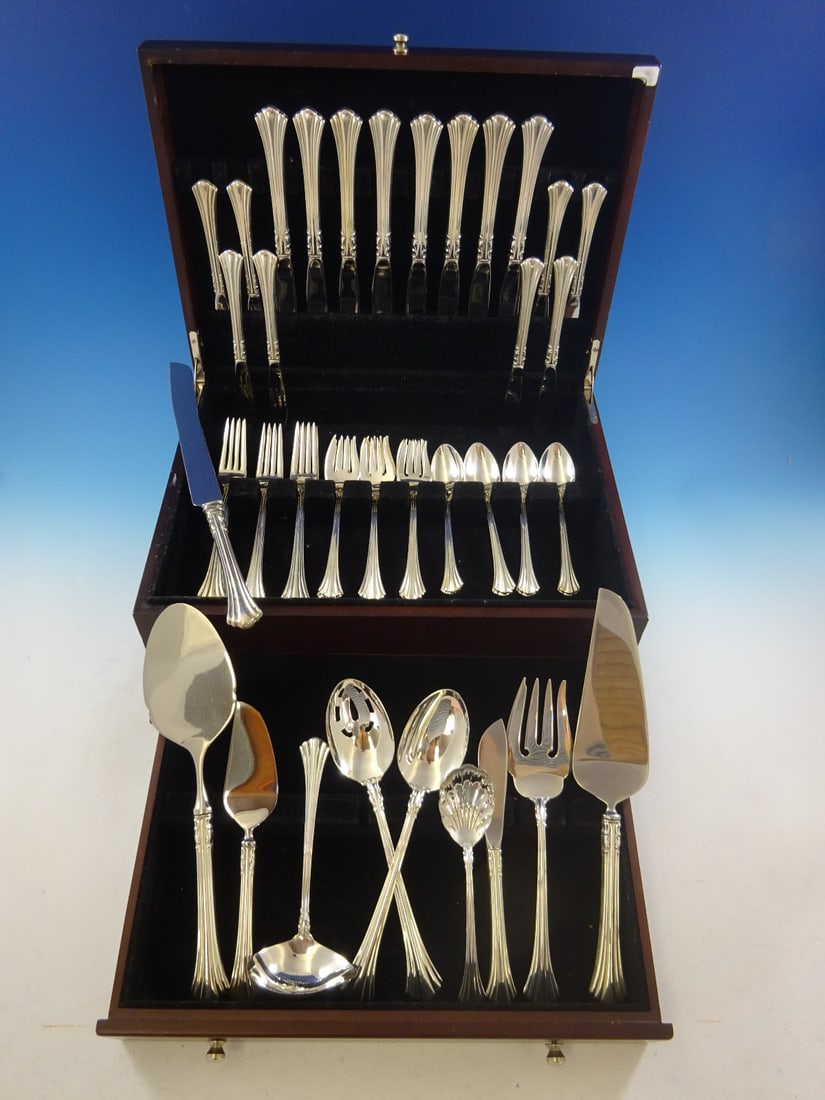 Reed & Barton Eighteenth Century Sterling Silver Flatware Set 50 Pcs with Bonus Storage Chest: Reed & Barton Eighteenth Century Sterling Silver Flatware Set 50 Pcs with Bonus Storage Chest Elevate your dining experience with the exquisite Eighteenth Century Sterling Silver Flatware Set by Reed