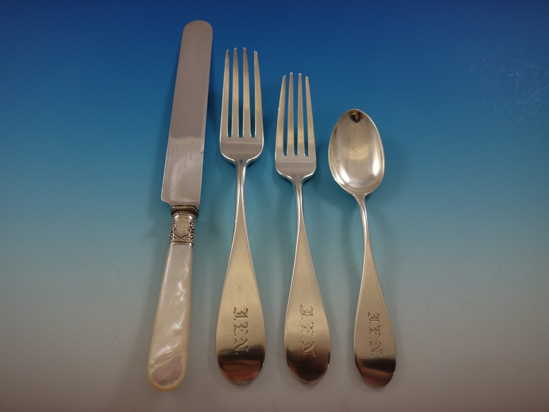 Vanderslice Yerba Buena Coin Silver Flatware Set 41 pcs California 1865: Vanderslice Yerba Buena Coin Silver Flatware Set 41 pcs California 1865 Discover a remarkable piece of American silver history with the Yerba Buena flatware set by Vanderslice. Crafted between 1850 an