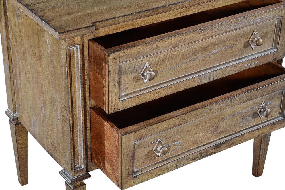 Modern Selena Nightstand Solid Wood Beachwood Finish 2 Drawers: Modern Selena Nightstand Solid Wood Beachwood Finish 2 Drawers Introducing the Modern Selena Nightstand, a beautifully crafted piece that combines antique charm with modern functionality. This nightst