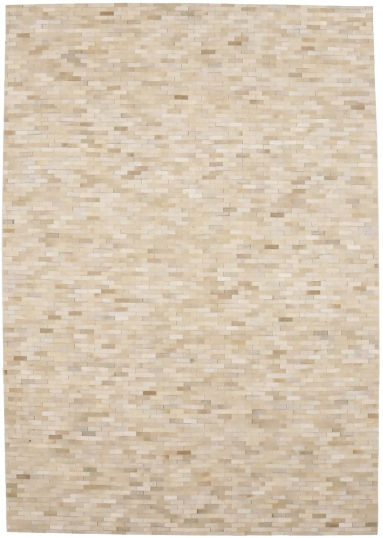 Beige Hand-Crafted Cowhide Leather Rug 7'0 x 10'0 Modern Design: Beige Hand-Crafted Cowhide Leather Rug 7'0 x 10'0 Modern Design Enhance your living space with this exquisite 7'0" x 10'0" hand-crafted large beige cowhide leather rug. This modern area rug, featuring