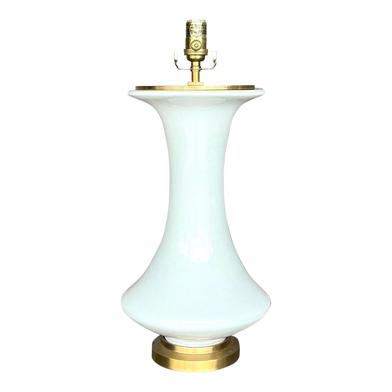 Vintage Boho Ivory Ceramic Lamp by Christopher Spitzmiller: Vintage Boho Ivory Ceramic Lamp by Christopher Spitzmiller Enhance your living space with this Vintage Boho Christopher Spitzmiller for Visual Comfort Glazed Ceramic Lamp. Featuring a stunning ivory g