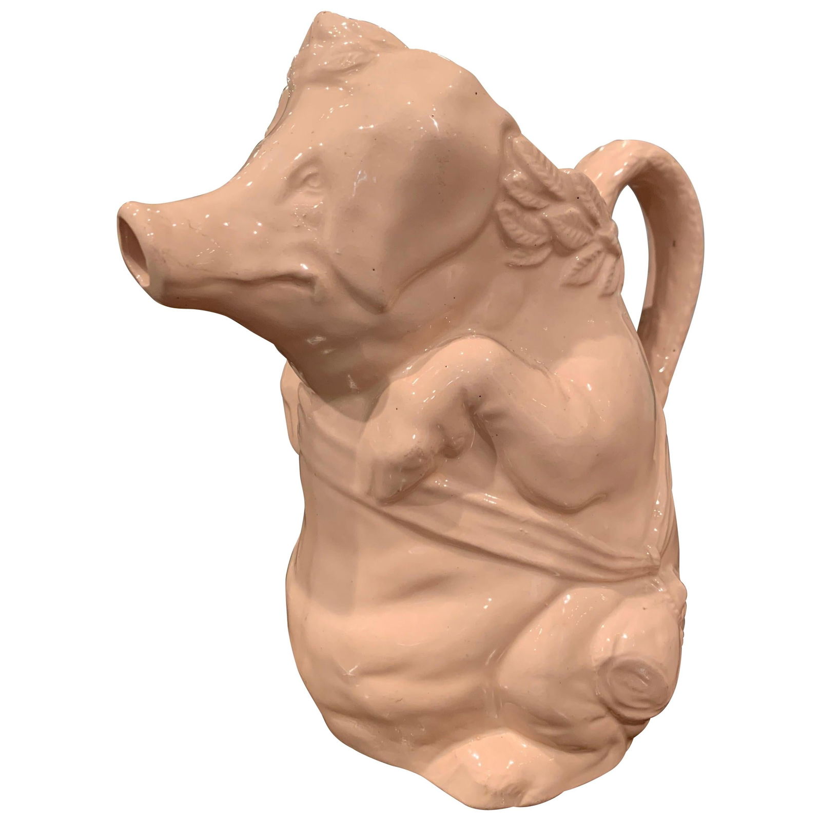 19th Century Onnaing Hand Painted Ceramic Pig Pitcher France (1 of 5)