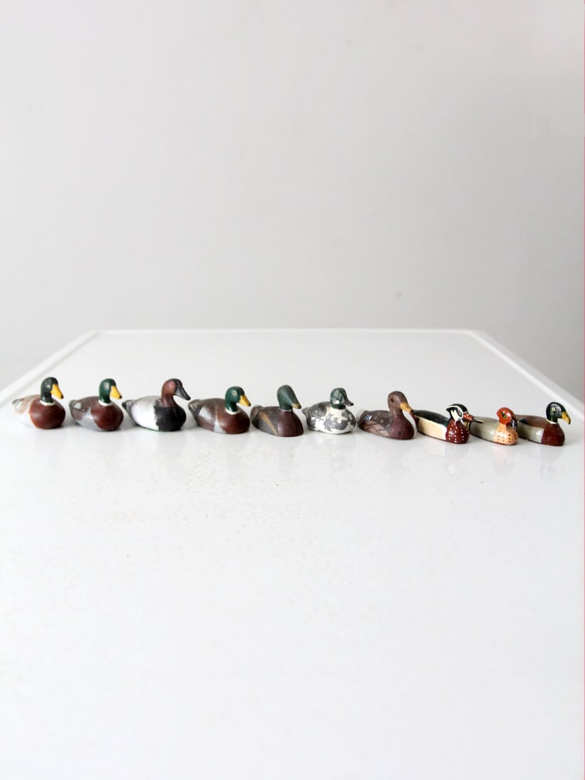 Charming Vintage Hand Painted Cast Iron Duck Figurine Set 1930s-1960s: Charming Vintage Hand Painted Cast Iron Duck Figurine Set 1930s-1960s Discover a charming collection of ten vintage cast iron duck figurines, each hand-painted with attention to detail and originating