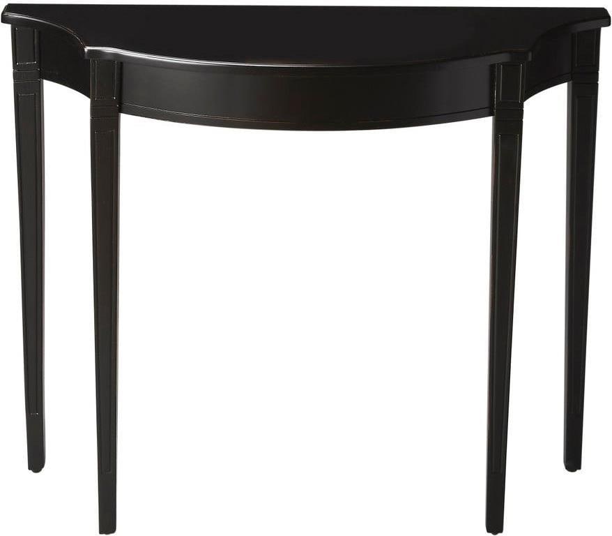 Butler Chester Demilune Console Table Black Licorice Transitional Design: Butler Chester Demilune Console Table Black Licorice Transitional Design Elevate your home decor with the Butler Chester Demilune Console Table, a perfect blend of elegance and functionality. This tra