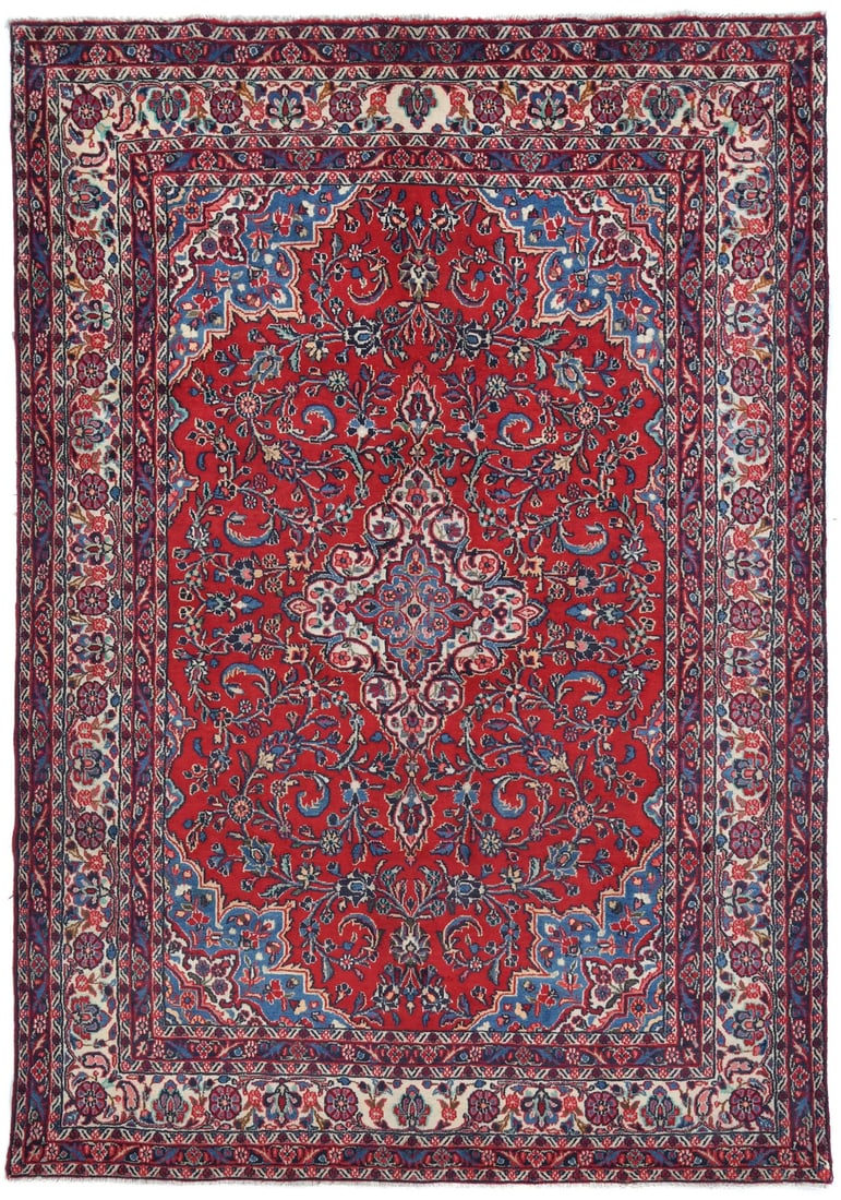 Vintage Hand-Knotted Wool Floral Oriental Rug 6'9 x 10'4 Traditional Eco-Friendly: Vintage Hand-Knotted Wool Floral Oriental Rug 6'9 x 10'4 Traditional Eco-Friendly This exquisite vintage hand-knotted Oriental rug features a beautiful floral design that adds a touch of elegance to a