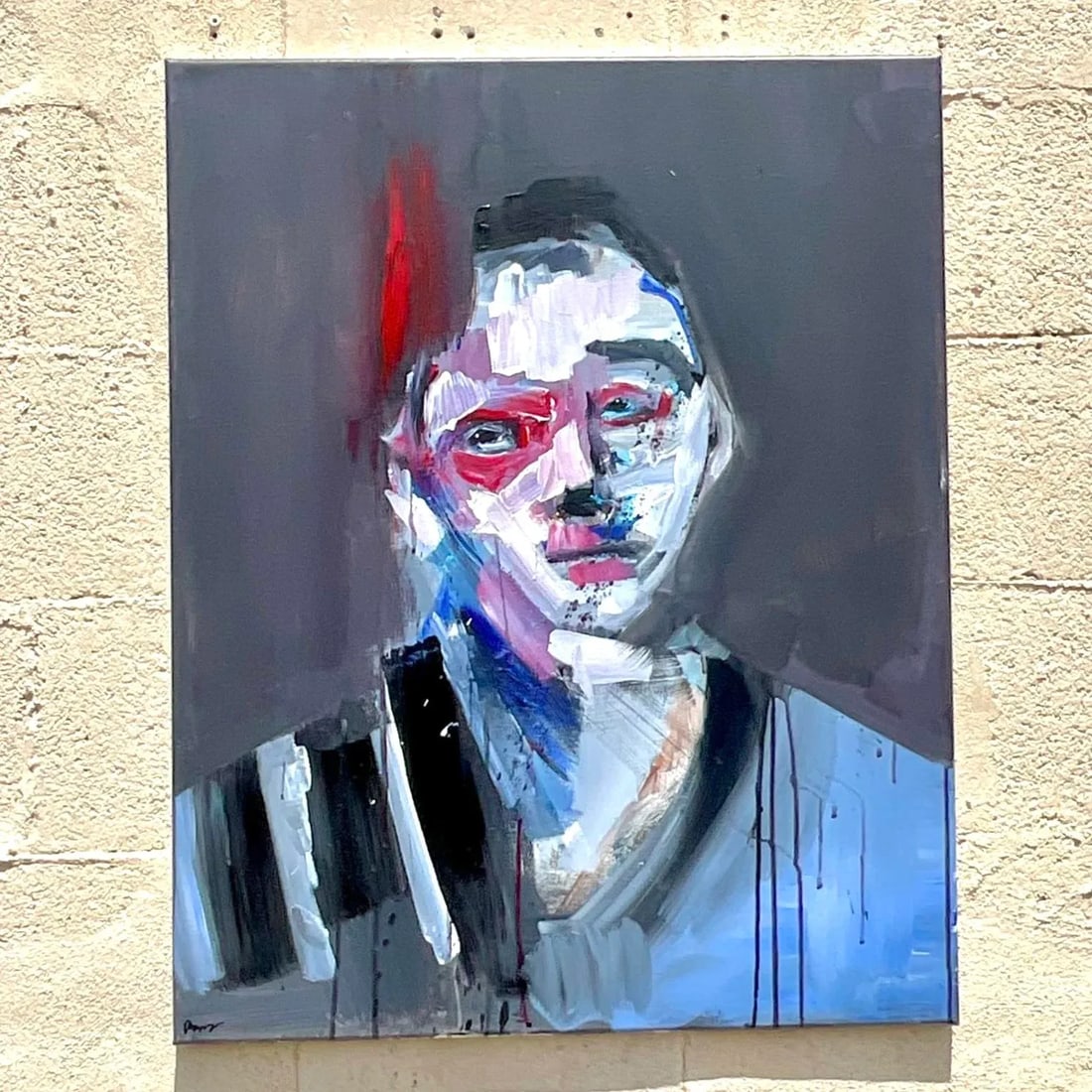 Vintage Boho Original Abstract Oil Portrait on Canvas 24x30: Vintage Boho Original Abstract Oil Portrait on Canvas 24x30 This Vintage Boho Original Abstract Expressionist Oil Portrait on Canvas showcases vibrant colors and expressive brushstrokes that embody Am