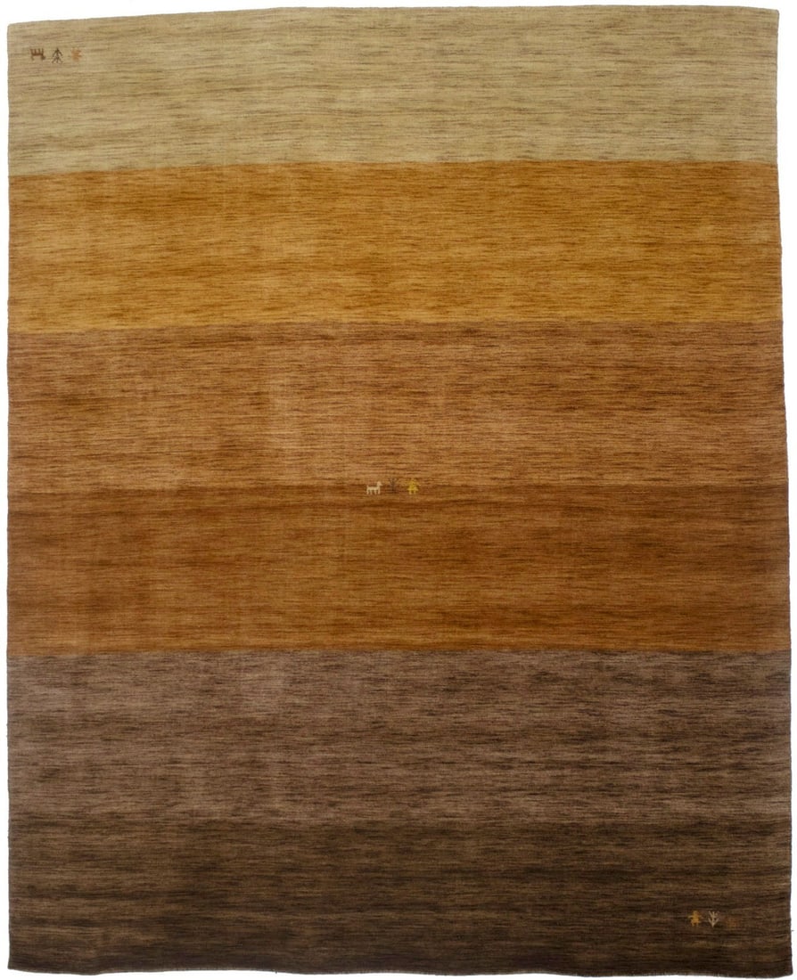 Wool Hand-Loomed Modern Striped Area Rug Multicolored 7'10 x 9'8: Wool Hand-Loomed Modern Striped Area Rug Multicolored 7'10 x 9'8 This is a hand-loomed contemporary area rug featuring multicolored stripes with brown tones. Crafted in India from wool, the rug showca
