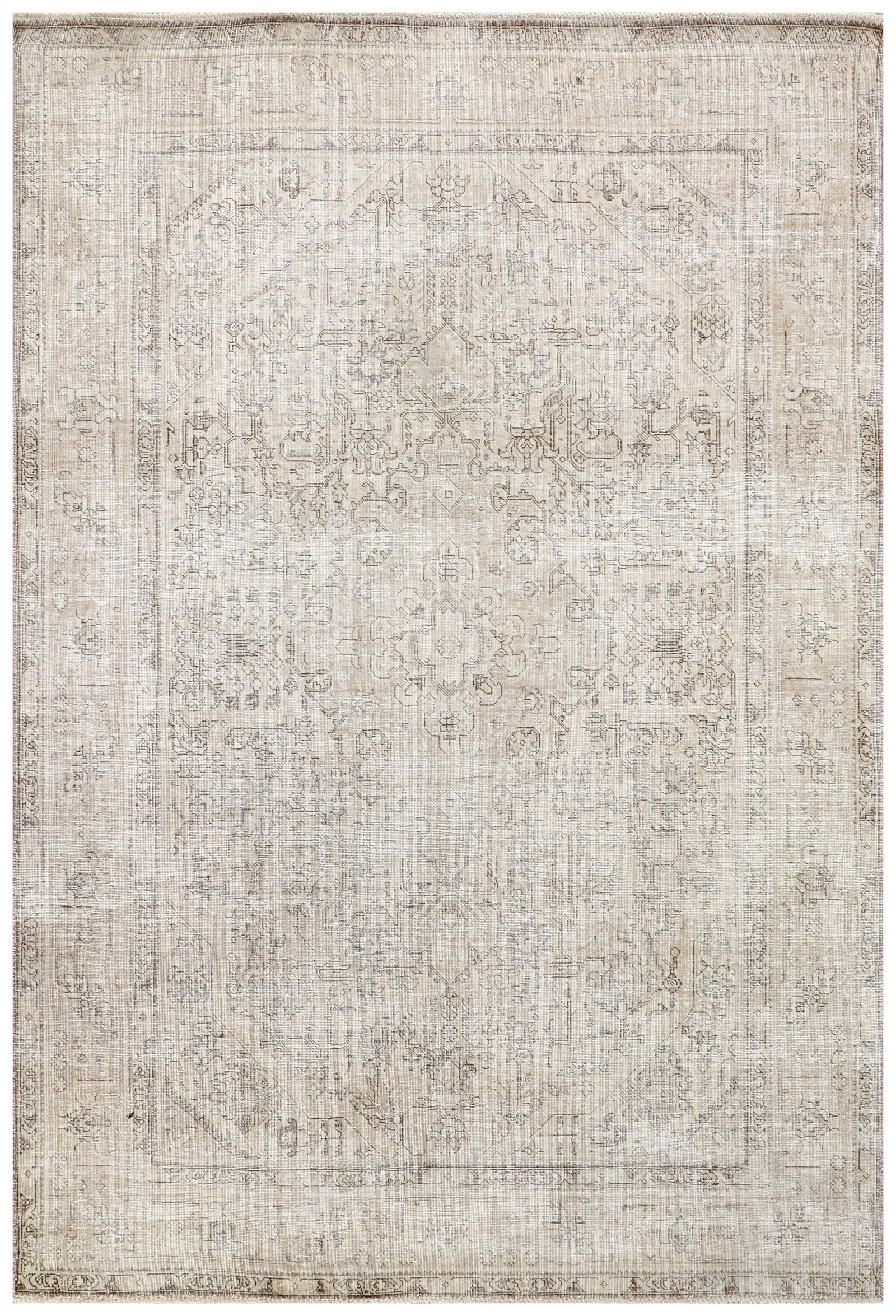 6' x 9' Vintage Hand-knotted Persian Rug Neutral Taupe Gray Distressed Handmade: 6' x 9' Vintage Hand-knotted Persian Rug Neutral Taupe Gray Distressed Handmade Free continental US Shipping Enhance your living space with this exquisite 6' x 9' vintage hand-knotted Persian rug. Thi