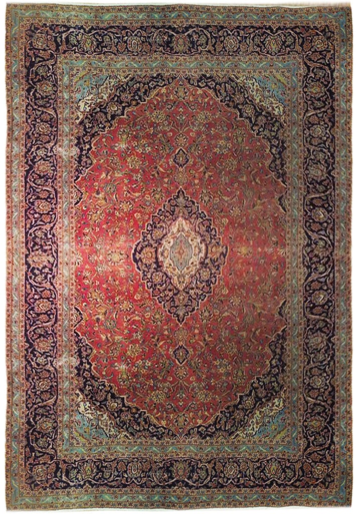 Timeless 9'10 x 13' Pearl Pink Persian Kashan Rug Handmade in Iran: Timeless 9'10 x 13' Pearl Pink Persian Kashan Rug Handmade in Iran Free continental US Shipping Introduce timeless elegance into your home with this 9' 10" x 13' Pearl Pink Classic Persian Kashan Rug.
