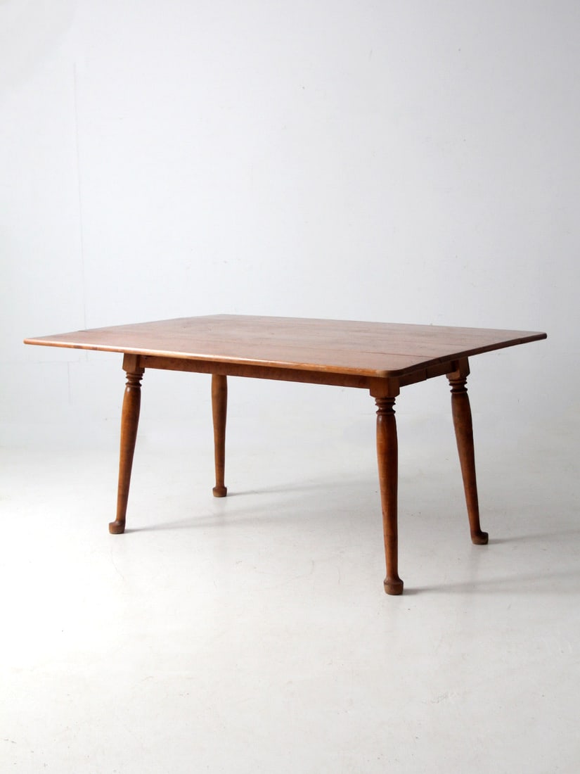 Sugar Maple Colonial Revival Drop Leaf Table with Removable Leaf by O'Hearn: Sugar Maple Colonial Revival Drop Leaf Table with Removable Leaf by O'Hearn This mid-century Colonial Revival drop-leaf dining table by O'Hearn of Gardner, Massachusetts, is crafted from sugar maple.