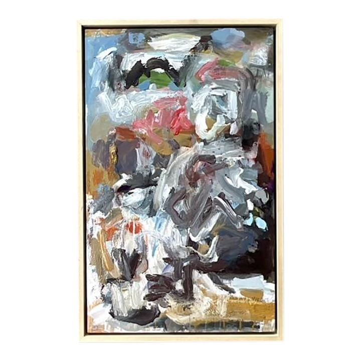 Vintage Boho Abstract Oil Painting on Canvas 18.5 x 29.25: Vintage Boho Abstract Oil Painting on Canvas 18.5 x 29.25 Discover the enchanting charm of this Vintage Boho Original Abstract Oil Painting on Canvas. This artwork features vibrant colors and expressi