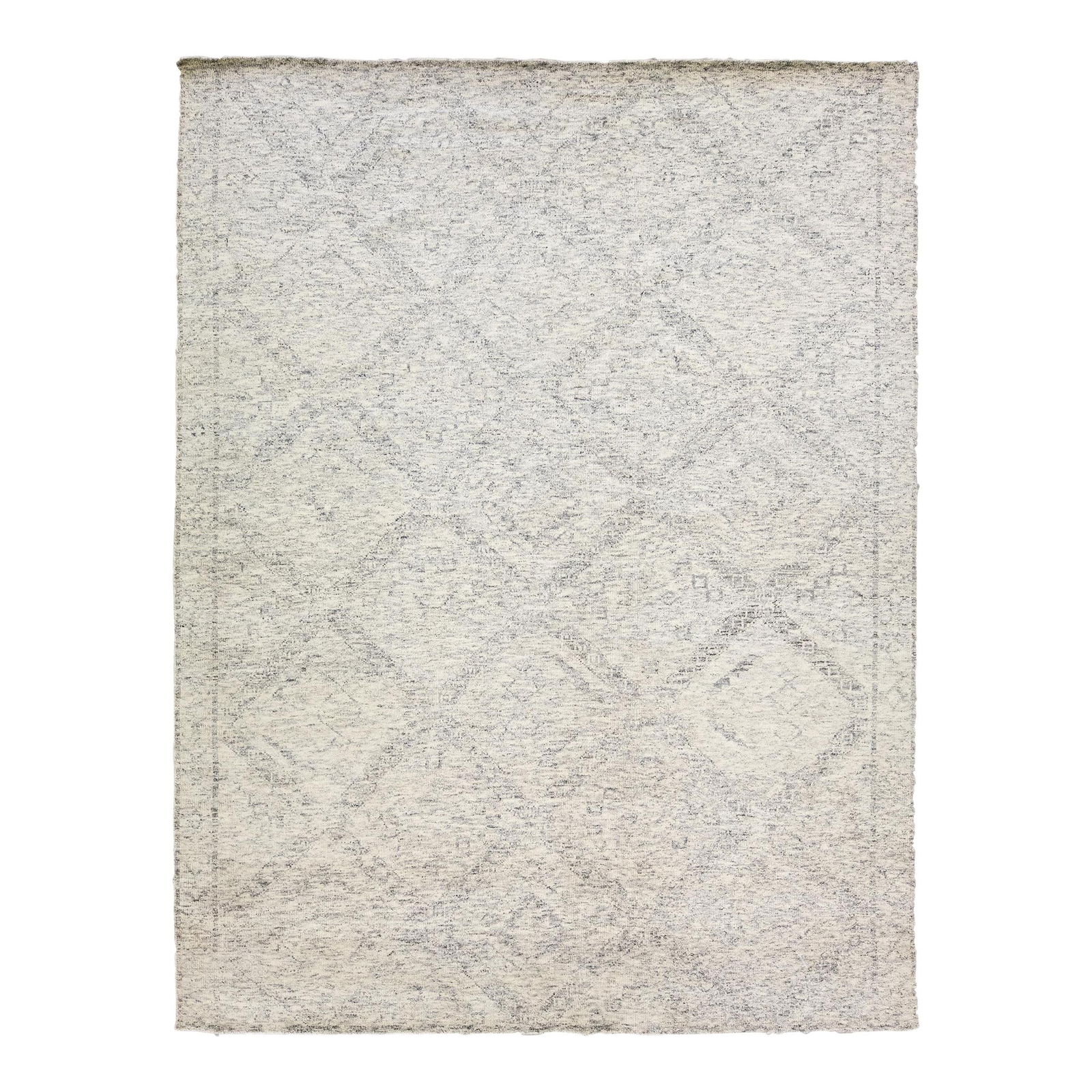 Handmade Geometric Wool Rug Ivory Gray 8'11 x 11'7: Handmade Geometric Wool Rug Ivory Gray 8'11 x 11'7 Enhance your space with this exquisite modern Moroccan style handmade rug from the Safi Collection. Featuring a soft ivory field complemented by gray