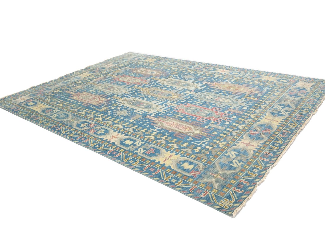Hand-Knotted Light Blue Floral Oriental Rug 9x12 ft Modern Design: Hand-Knotted Light Blue Floral Oriental Rug 9x12 ft Modern Design Enhance your living space with this exquisite hand-knotted area rug, featuring a beautiful light blue floral design. This licensed rep