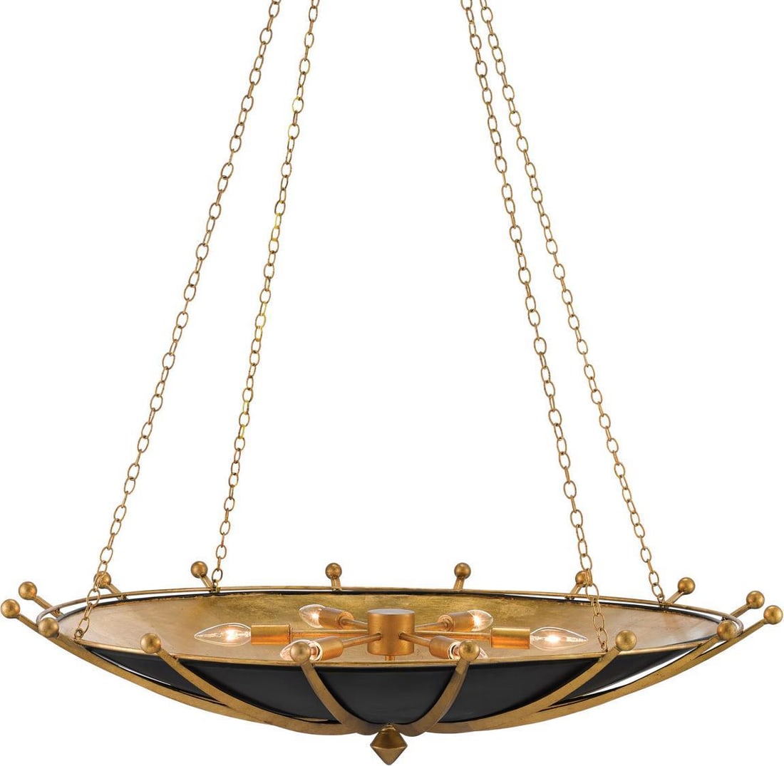 Currey Hollywood Regency Adjustable Gold Black Chandelier 6 Bulb Wrought Iron: Currey Hollywood Regency Adjustable Gold Black Chandelier 6 Bulb Wrought Iron Illuminate your space with this stunning Adjustable Gold and Black Chandelier, designed in a sophisticated Hollywood Regen