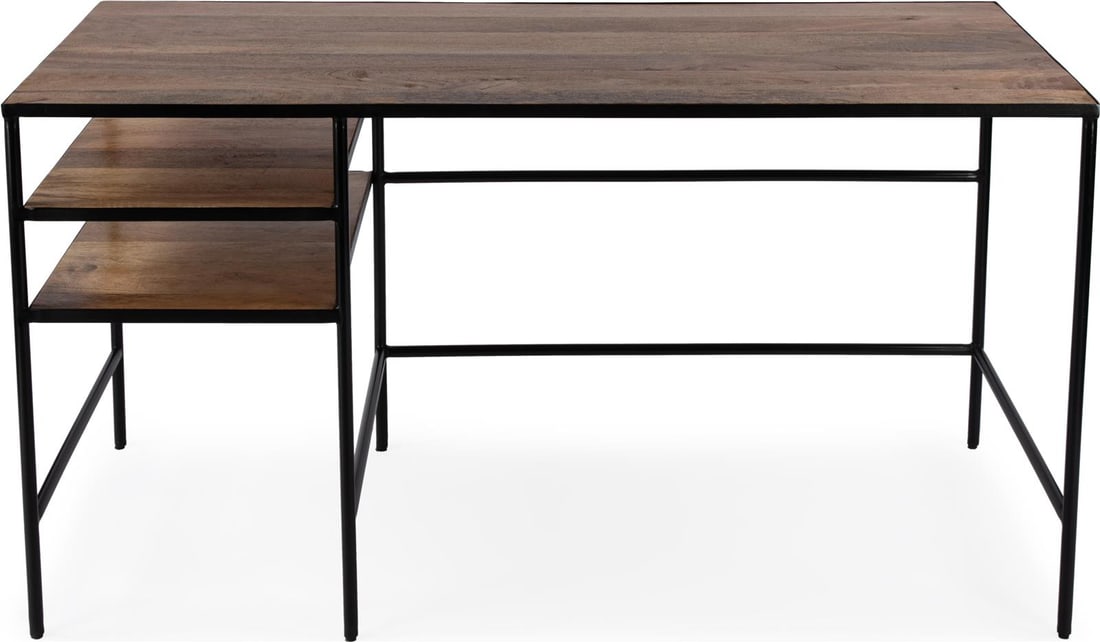 Butler Jensen Industrial Style Mango Wood Desk 55 x 23.5: Butler Jensen Industrial Style Mango Wood Desk 55 x 23.5 Elevate your workspace with this stylish and sturdy desk made from natural mango wood. Featuring a rectangular shape and industrial style, this