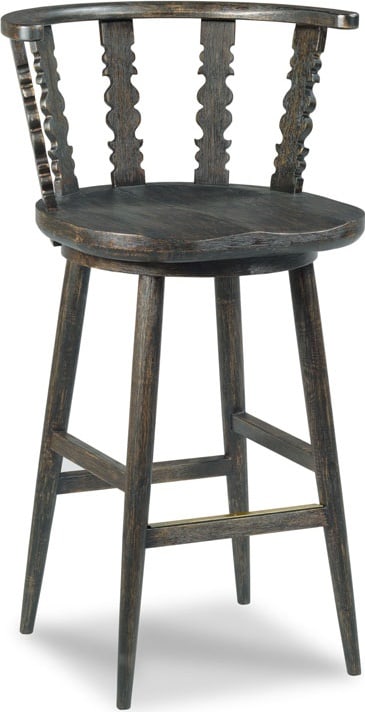 Woodbridge Rustic Windsor-Style Bar Stool with Brass Accents: Woodbridge Rustic Windsor-Style Bar Stool with Brass Accents Introducing a Rustic Windsor-Style Bar Stool, designed to enhance your home decor with its classic charm. This bar stool features elegant b