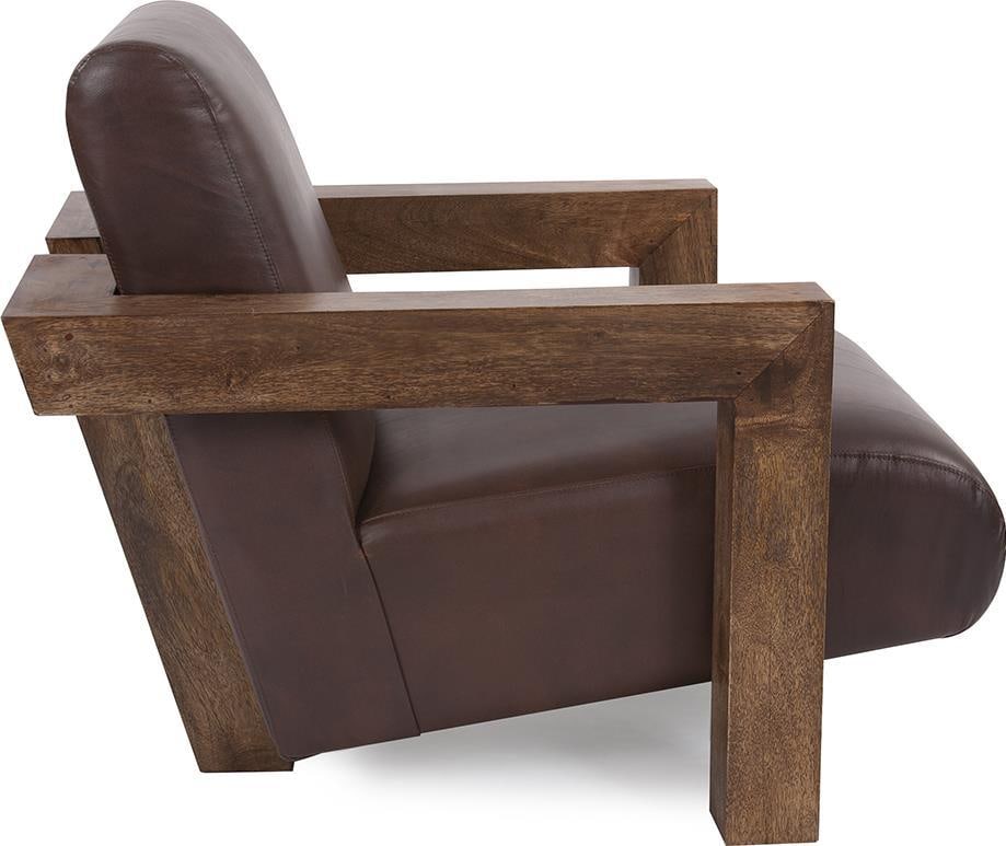 Howard Elliott Camden Mid-Century Modern Mango Wood Chair: Howard Elliott Camden Mid-Century Modern Mango Wood Chair Introducing the Stylish Camden Leather and Mango Wood Chair, an exquisite piece that combines mid-century modern design with the natural beaut
