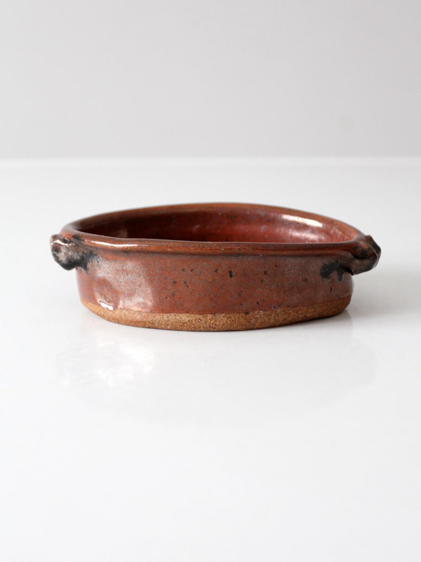 Handmade Vintage Studio Pottery Oval Bowl with Handles (1 of 7)